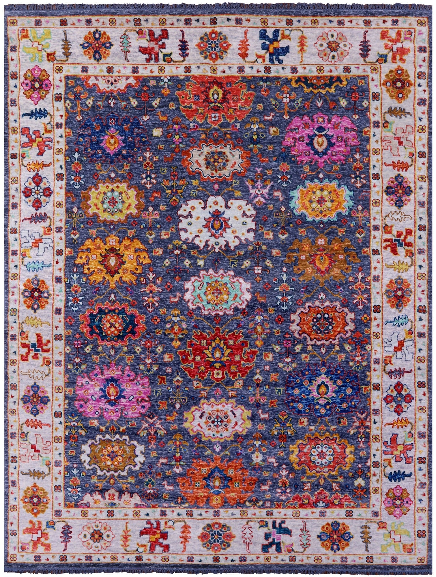 Grey Turkish Oushak Hand Knotted Wool Rug - 9' 0" X 12' 0" - Golden Nile