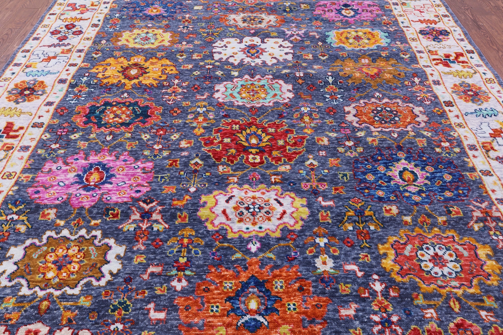 Grey Turkish Oushak Hand Knotted Wool Rug - 9' 0" X 12' 0" - Golden Nile