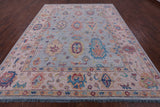 Light Blue Turkish Oushak Hand Knotted Wool Rug - 9' 3" X 11' 10" - Golden Nile