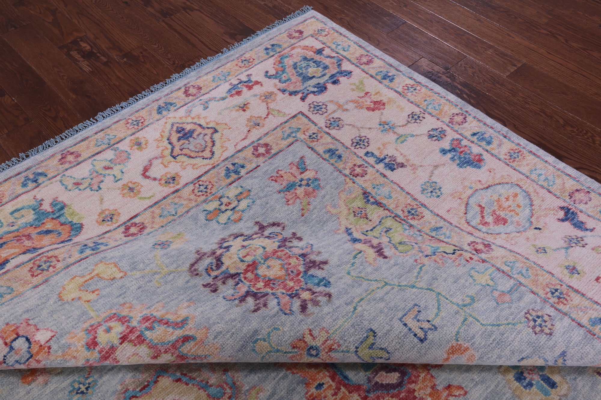 Light Blue Turkish Oushak Hand Knotted Wool Rug - 9' 3" X 11' 10" - Golden Nile