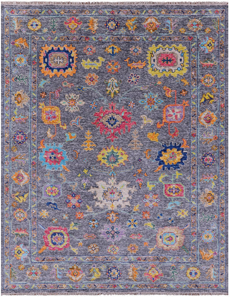 Grey Turkish Oushak Hand Knotted Wool Rug - 9' 1" X 11' 8" - Golden Nile