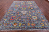 Grey Turkish Oushak Hand Knotted Wool Rug - 9' 1" X 11' 8" - Golden Nile