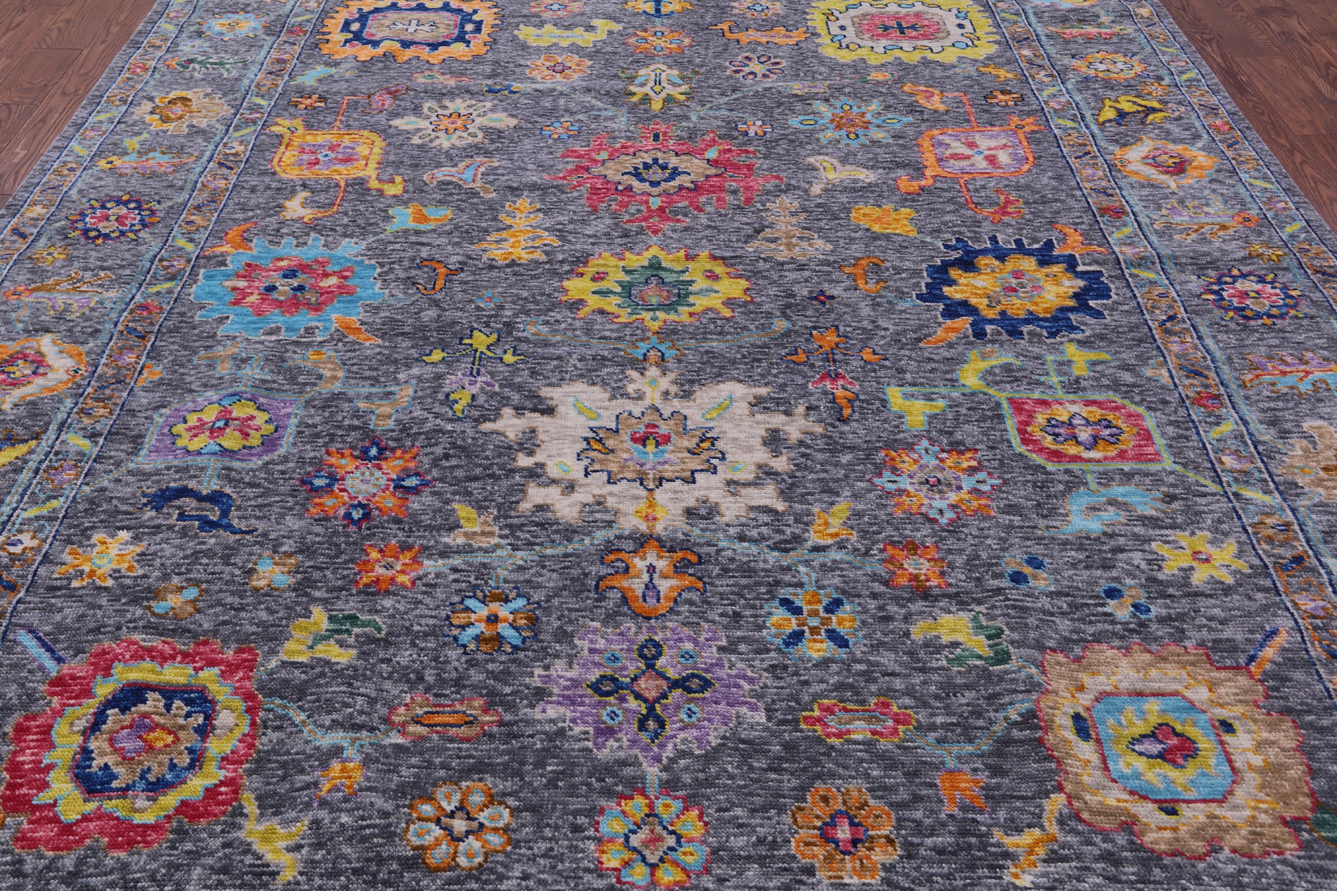 Grey Turkish Oushak Hand Knotted Wool Rug - 9' 1" X 11' 8" - Golden Nile