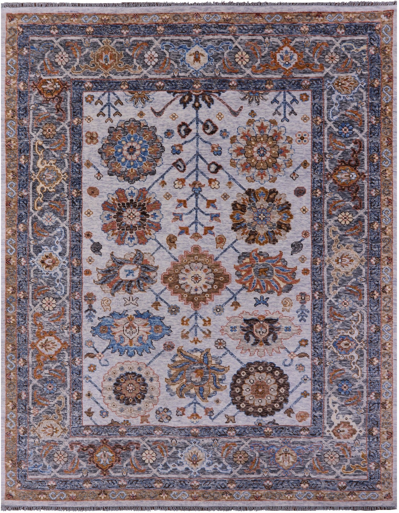 Grey Turkish Oushak Hand Knotted Wool Rug - 9' 1" X 11' 11" - Golden Nile