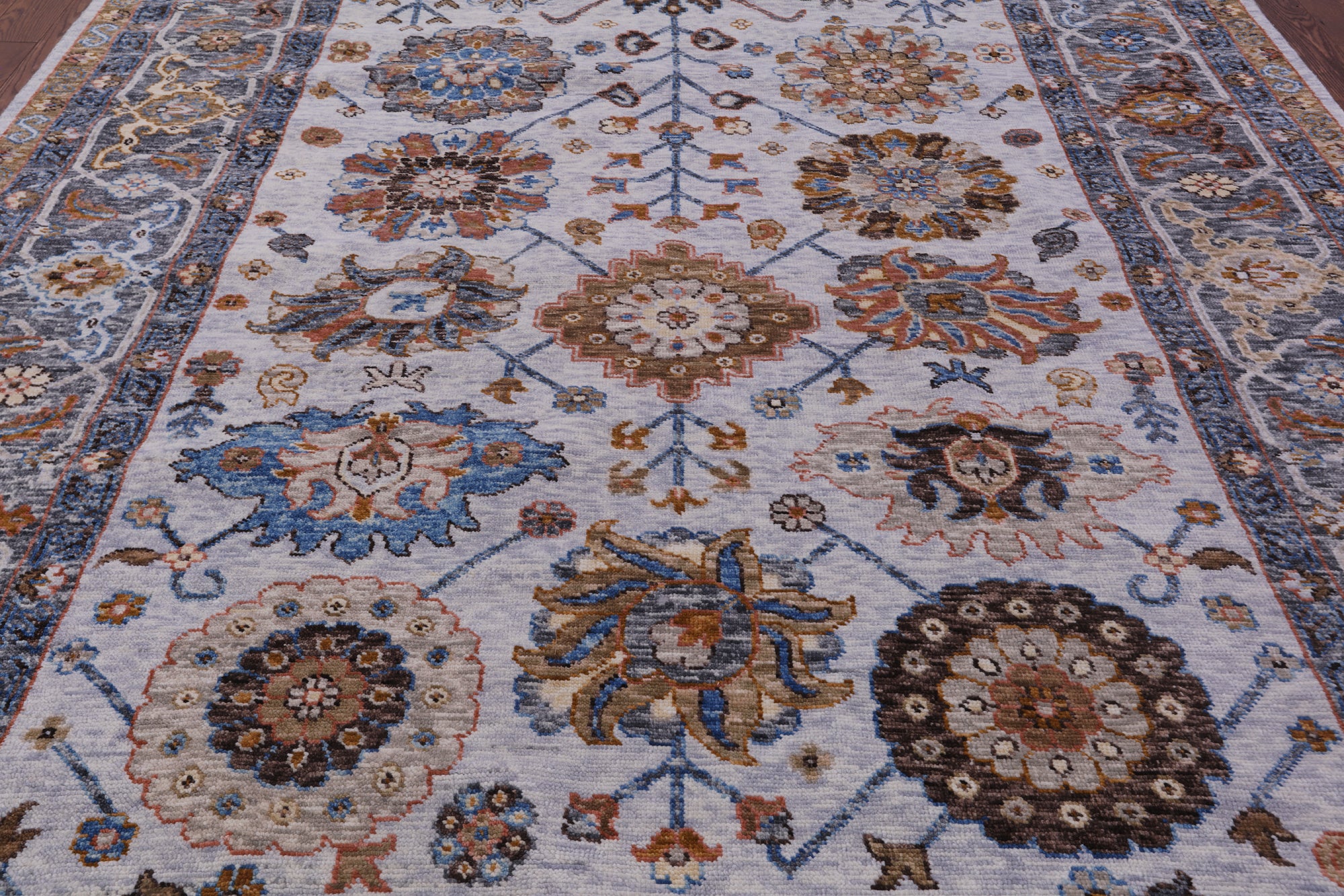 Grey Turkish Oushak Hand Knotted Wool Rug - 9' 1" X 11' 11" - Golden Nile