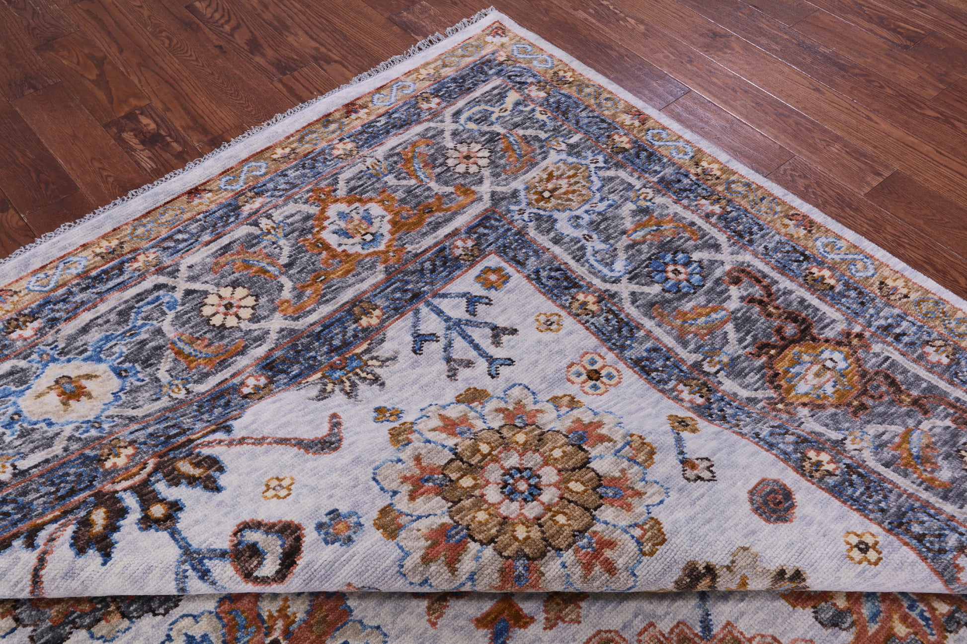 Grey Turkish Oushak Hand Knotted Wool Rug - 9' 1" X 11' 11" - Golden Nile