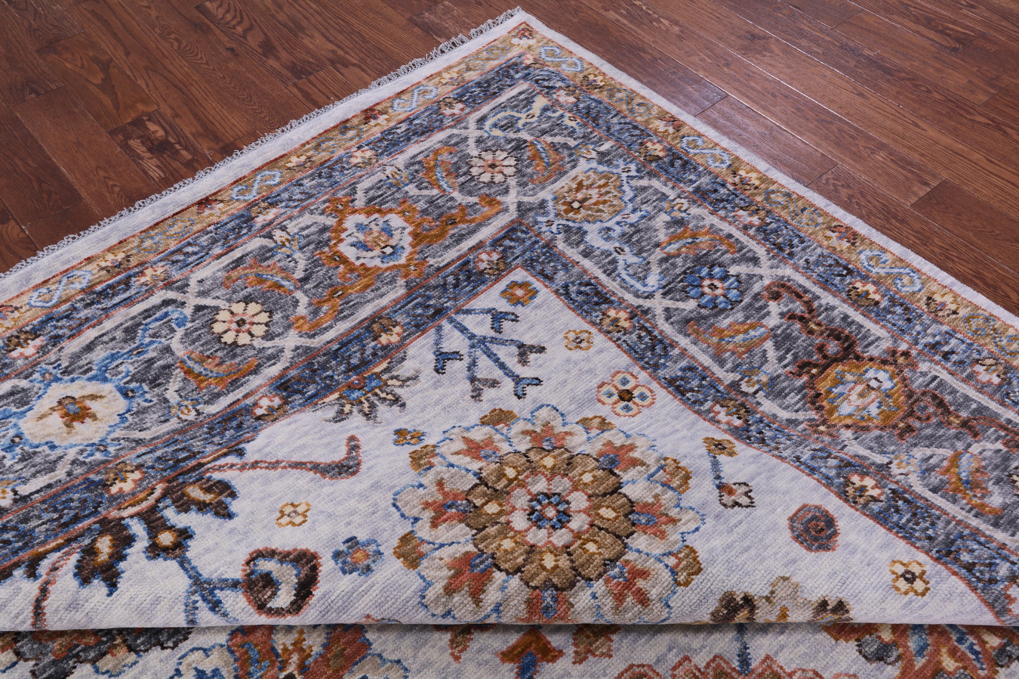 Grey Turkish Oushak Hand Knotted Wool Rug - 9' 1" X 11' 11" - Golden Nile