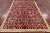 Ivory William Morris Hand Knotted Wool Area Rug - 6' 2" X 8' 8" - Golden Nile