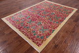 Ivory William Morris Hand Knotted Wool Area Rug - 6' 2" X 8' 8" - Golden Nile