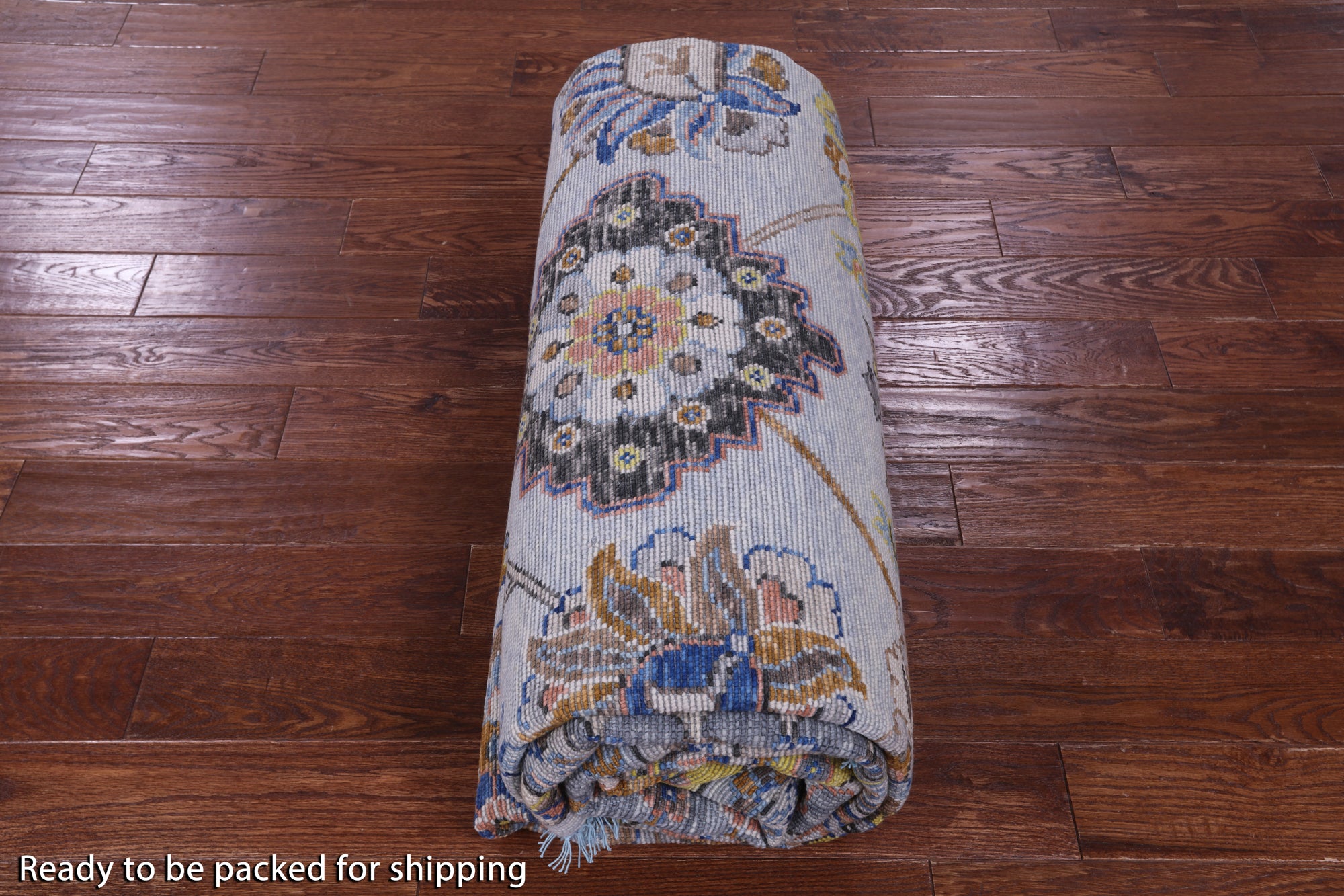Light Blue Turkish Oushak Handmade Wool Rug - 9' 1" X 12' 2" - Golden Nile