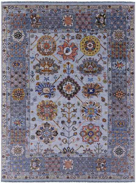 Light Blue Turkish Oushak Handmade Wool Rug - 9' 1" X 12' 2" - Golden Nile