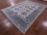 Light Blue Turkish Oushak Handmade Wool Rug - 9' 1" X 12' 2" - Golden Nile