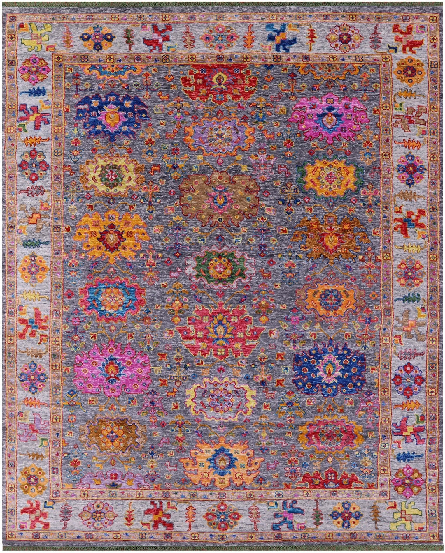 Grey Turkish Oushak Handmade Wool Rug - 9' 3" X 11' 11" - Golden Nile