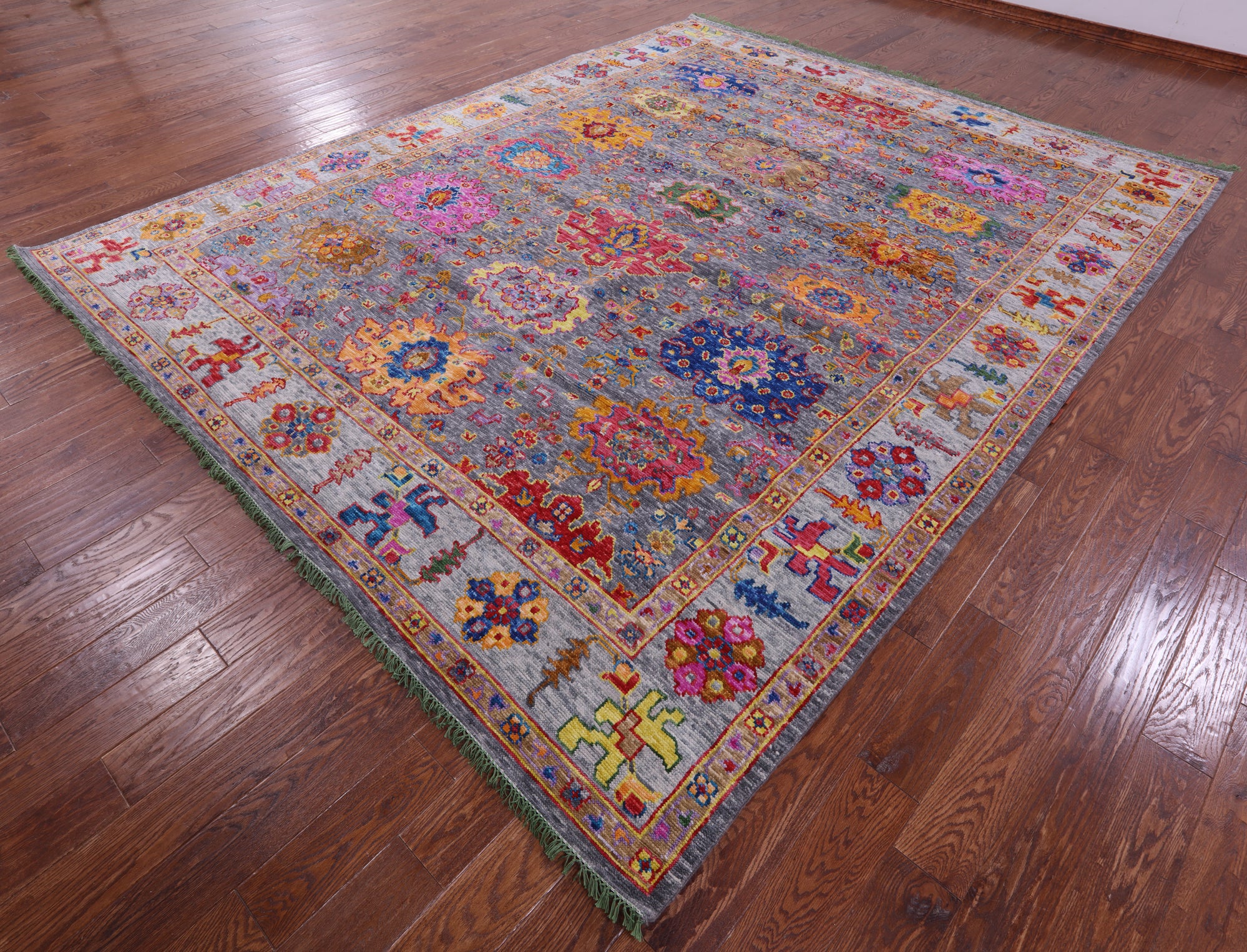 Grey Turkish Oushak Handmade Wool Rug - 9' 3" X 11' 11" - Golden Nile