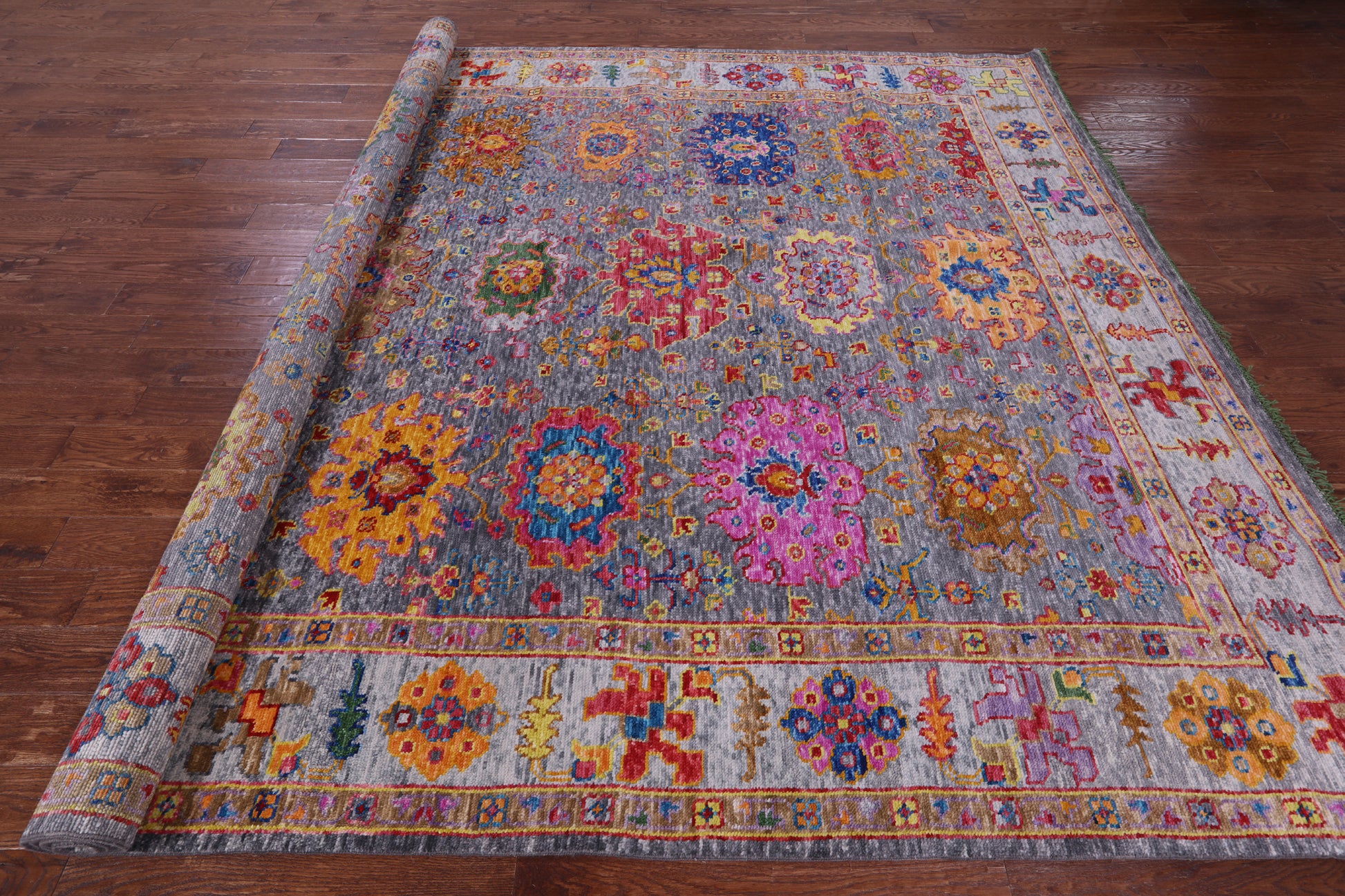 Grey Turkish Oushak Handmade Wool Rug - 9' 3" X 11' 11" - Golden Nile