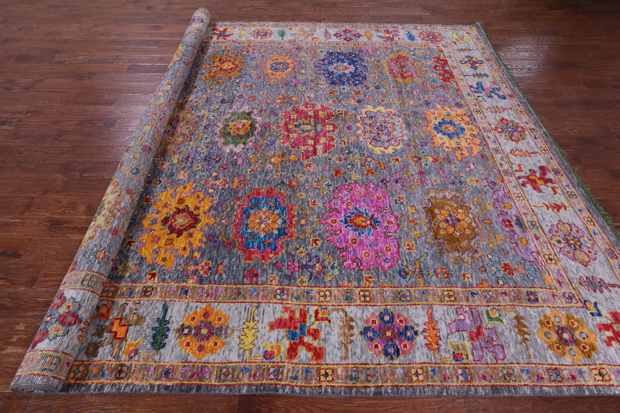 Grey Turkish Oushak Handmade Wool Rug - 9' 3" X 11' 11" - Golden Nile