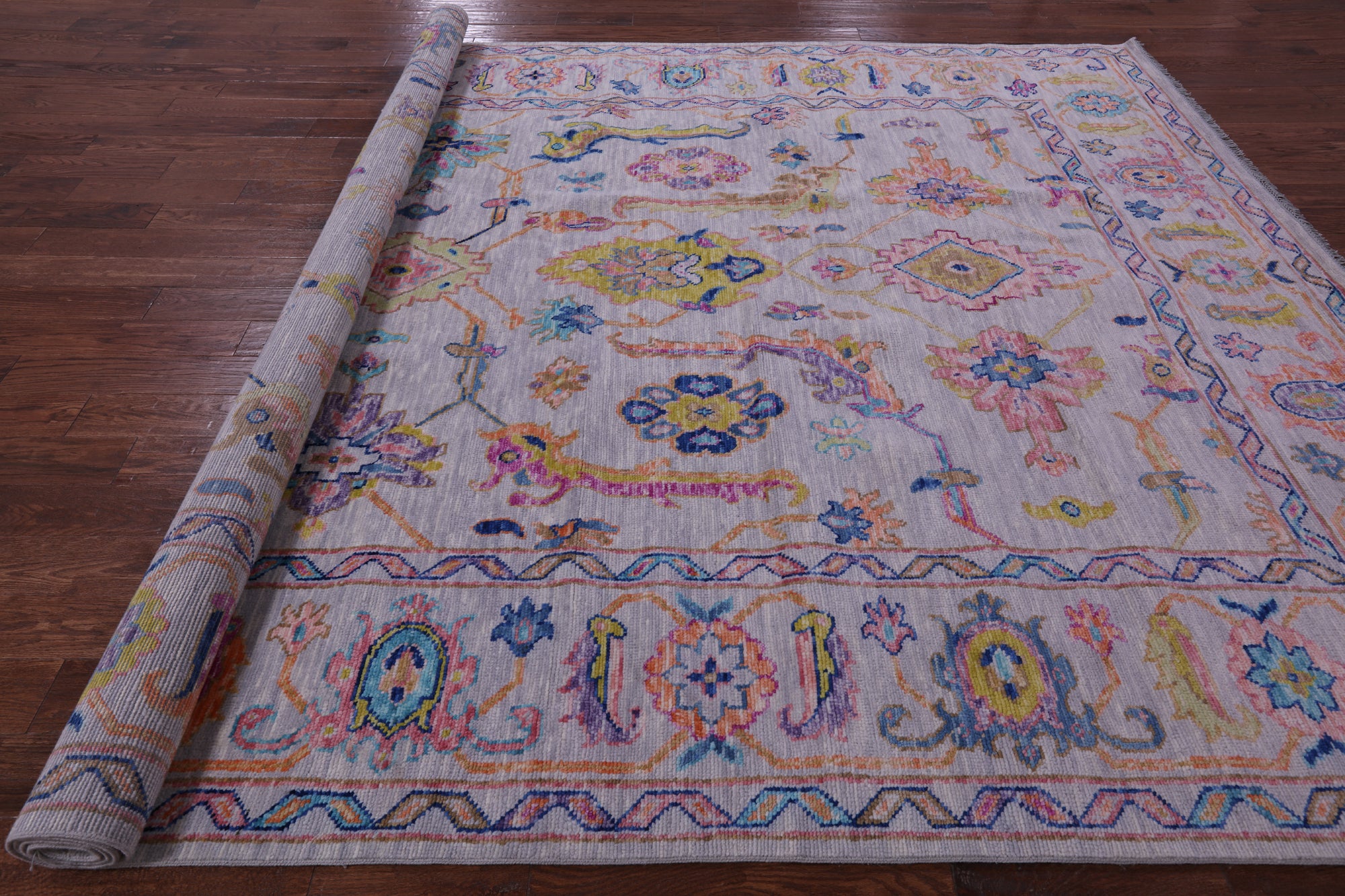 Grey Turkish Oushak Hand Knotted Wool Rug - 9' 3" X 12' 0" - Golden Nile