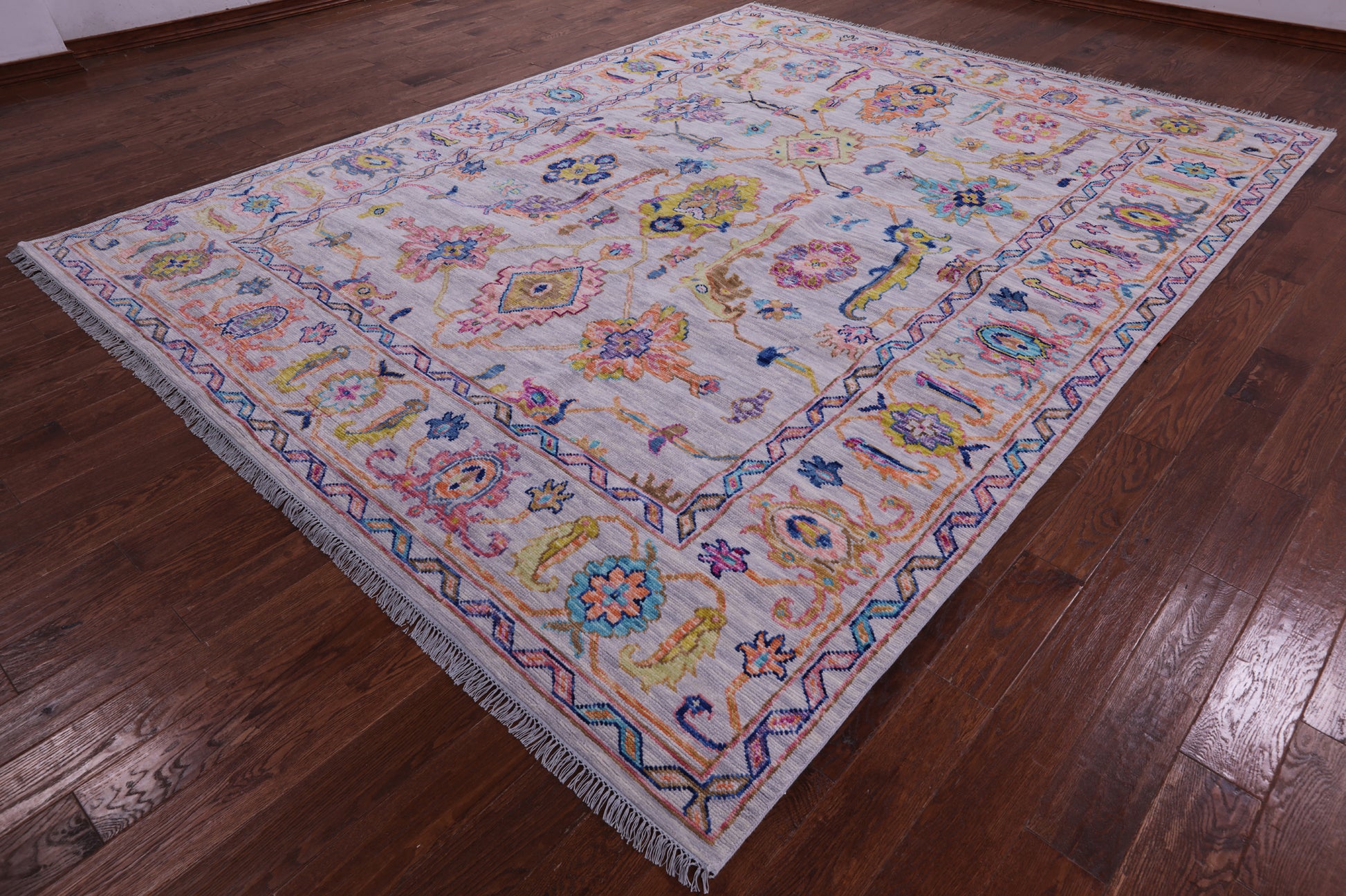 Grey Turkish Oushak Hand Knotted Wool Rug - 9' 3" X 12' 0" - Golden Nile