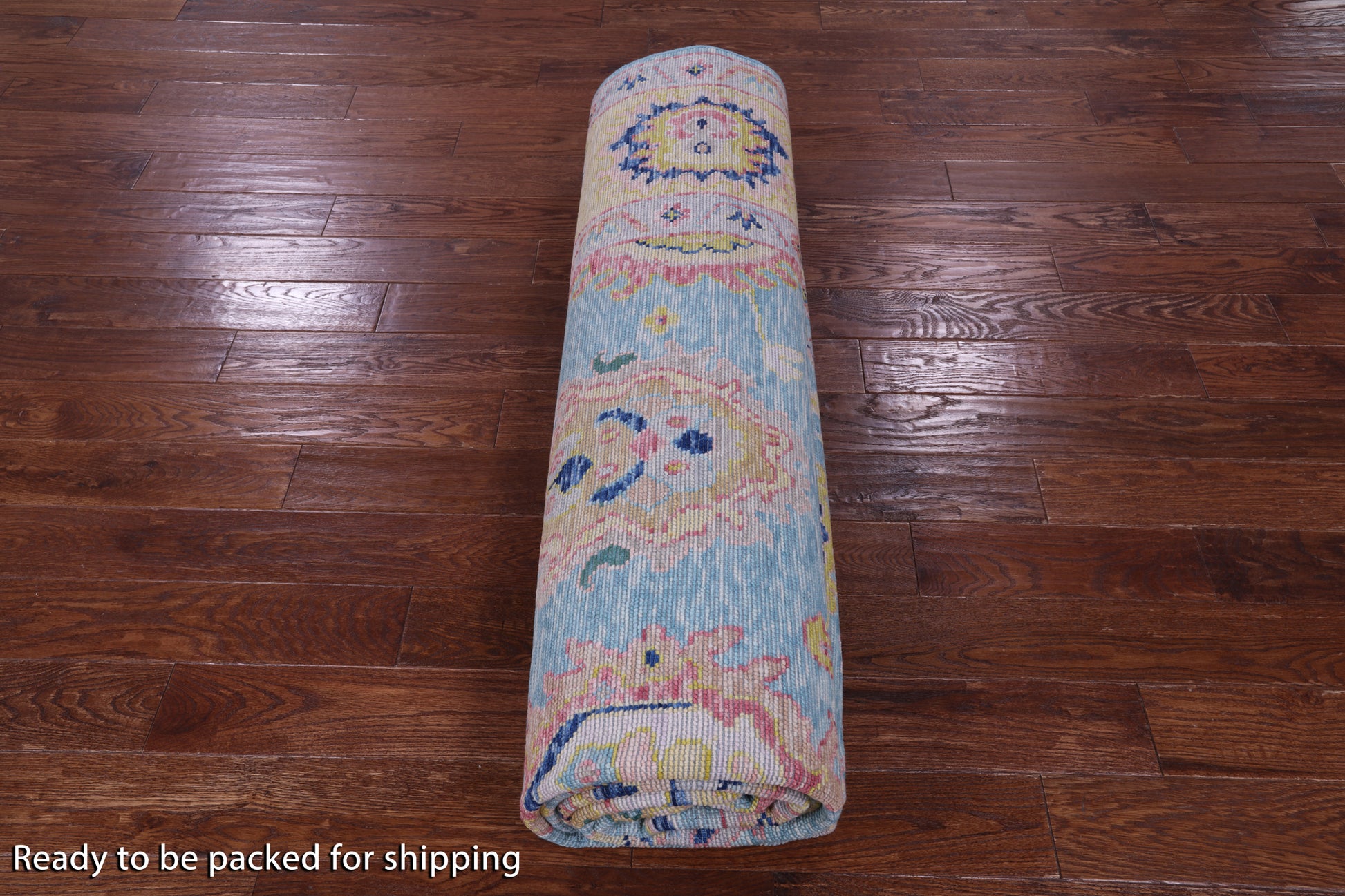 Blue Turkish Oushak Handmade Wool Rug - 9' 1" X 11' 11" - Golden Nile