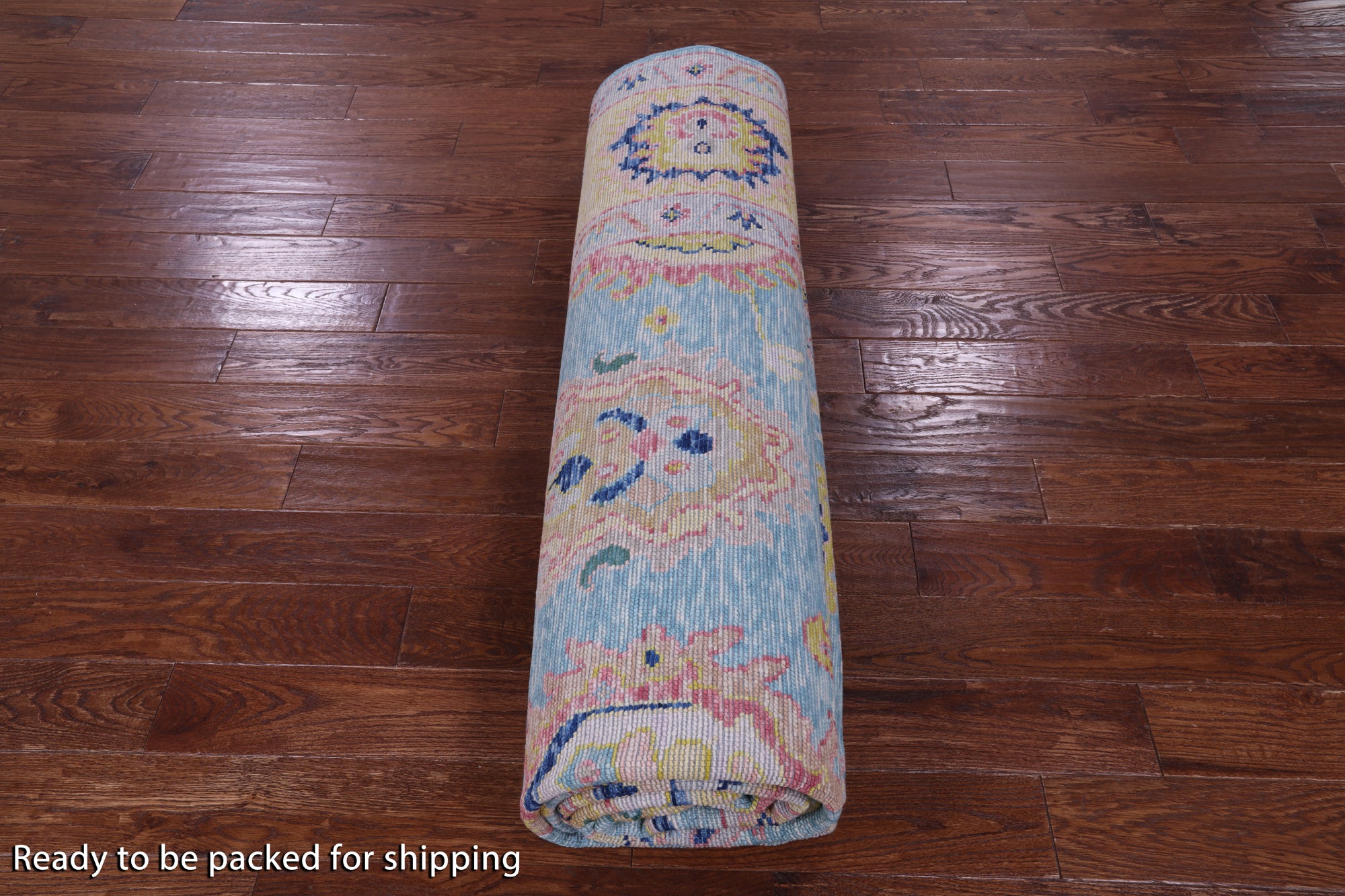 Blue Turkish Oushak Handmade Wool Rug - 9' 1" X 11' 11" - Golden Nile