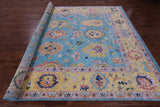 Blue Turkish Oushak Handmade Wool Rug - 9' 1" X 11' 11" - Golden Nile