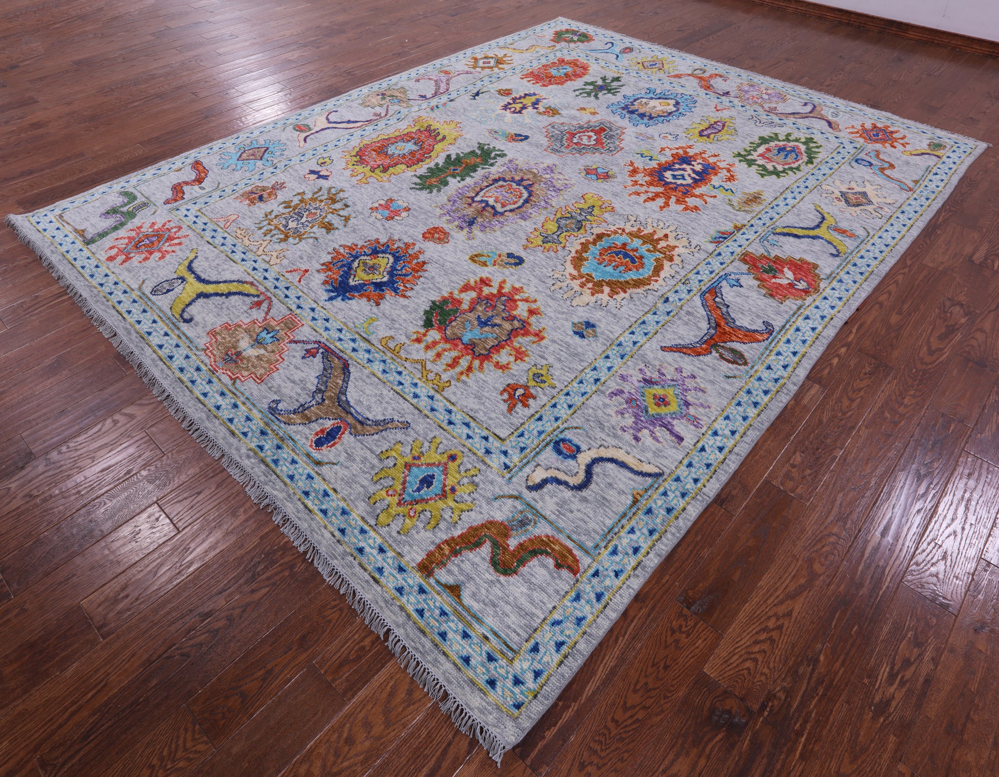 Grey Turkish Oushak Hand Knotted Wool Rug - 9' 3" X 11' 11" - Golden Nile