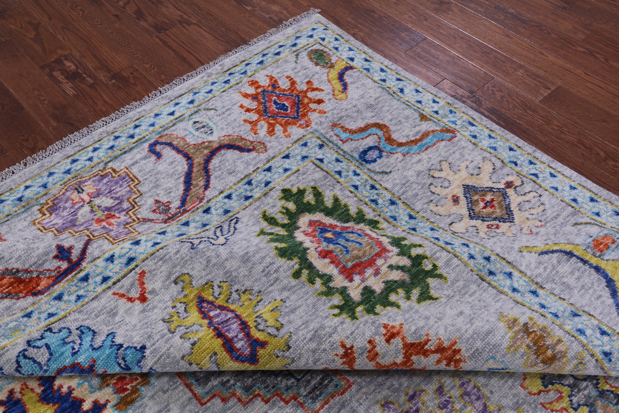 Grey Turkish Oushak Hand Knotted Wool Rug - 9' 3" X 11' 11" - Golden Nile