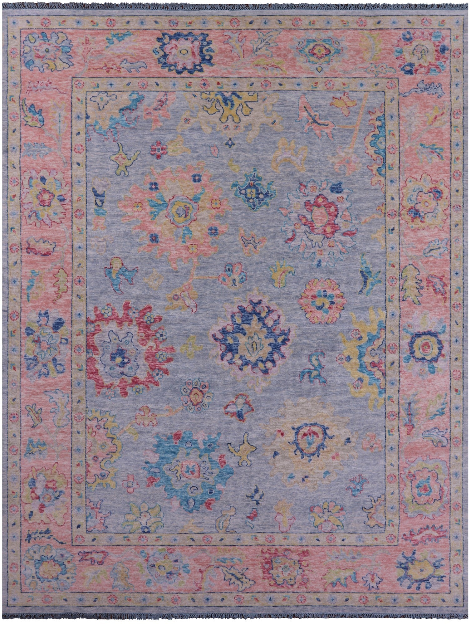 Blue Turkish Oushak Hand Knotted Wool Rug - 9' 3" X 12' 2" - Golden Nile