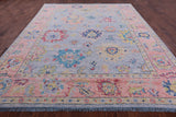 Blue Turkish Oushak Hand Knotted Wool Rug - 9' 3" X 12' 2" - Golden Nile