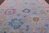 Blue Turkish Oushak Hand Knotted Wool Rug - 9' 3" X 12' 2" - Golden Nile