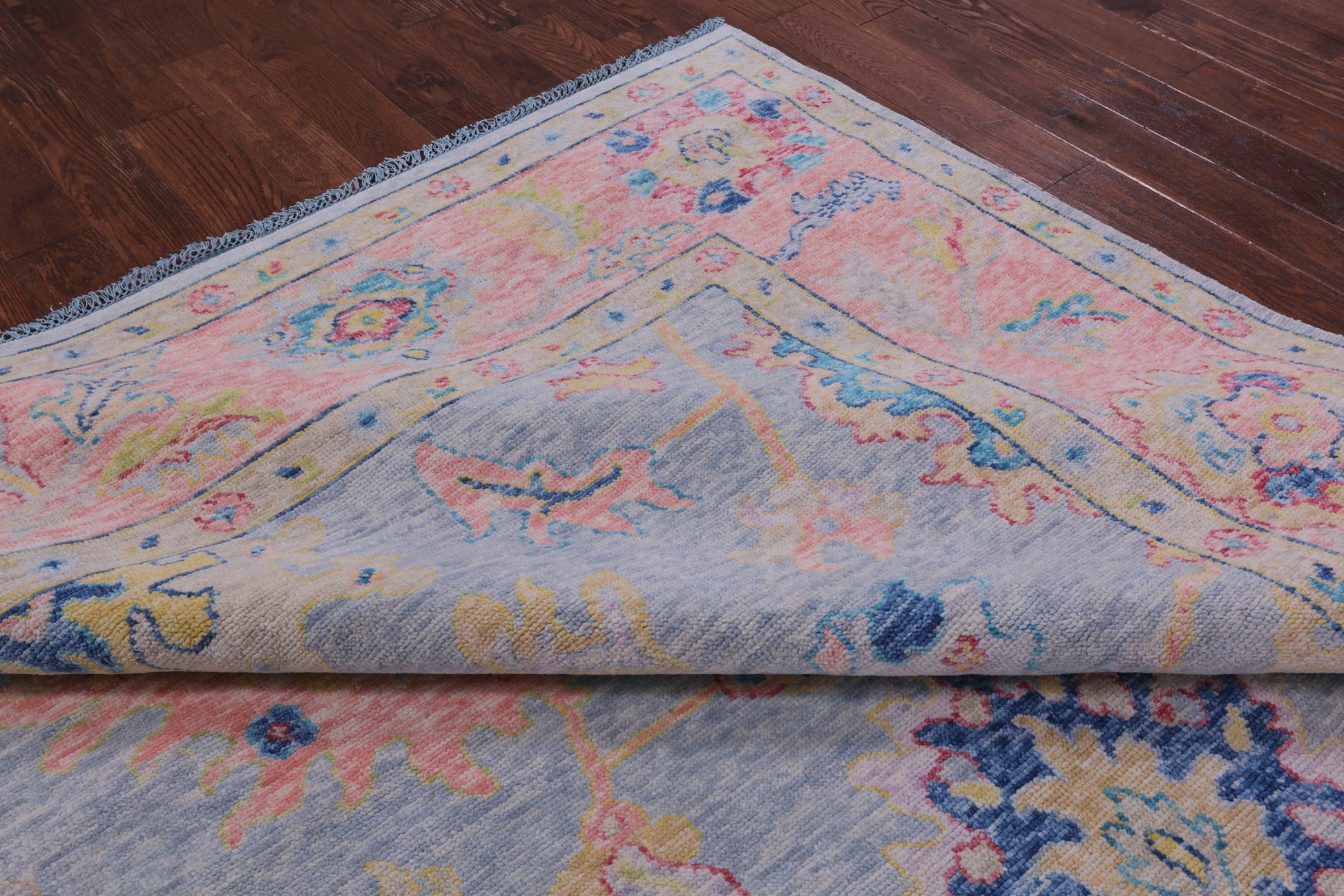 Blue Turkish Oushak Hand Knotted Wool Rug - 9' 3" X 12' 2" - Golden Nile