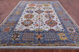 Blue Turkish Oushak Hand Knotted Wool Rug - 9' 1" X 12' 4" - Golden Nile