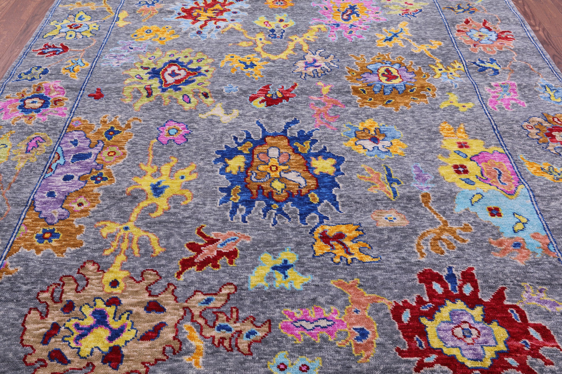 Grey Turkish Oushak Hand Knotted Wool Rug - 7' 11" X 9' 8" - Golden Nile