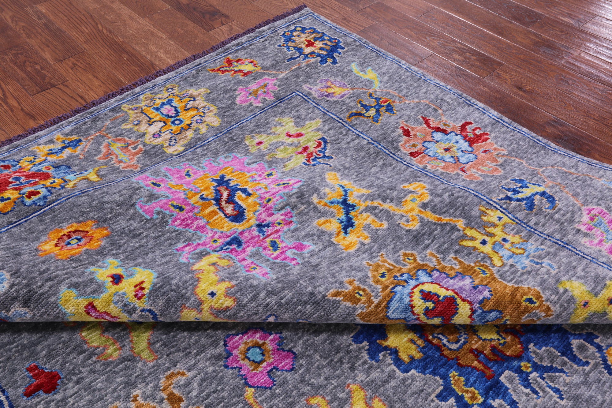 Grey Turkish Oushak Hand Knotted Wool Rug - 7' 11" X 9' 8" - Golden Nile