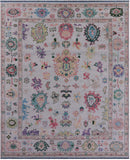 Light Blue Turkish Oushak Hand Knotted Wool Rug - 8' 0" X 9' 11" - Golden Nile