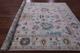 Light Blue Turkish Oushak Hand Knotted Wool Rug - 8' 0" X 9' 11" - Golden Nile