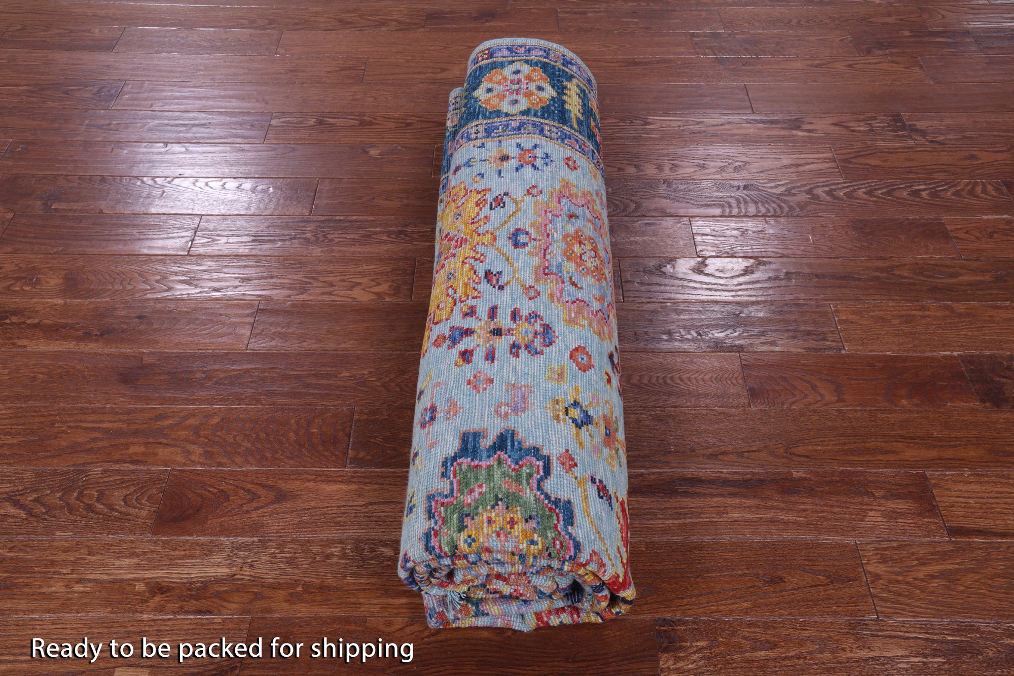 Blue Turkish Oushak Handmade Wool Rug - 8' 2" X 9' 6" - Golden Nile