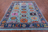 Blue Turkish Oushak Handmade Wool Rug - 8' 2" X 9' 6" - Golden Nile