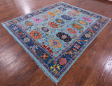 Blue Turkish Oushak Handmade Wool Rug - 8' 2" X 9' 6" - Golden Nile