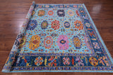 Blue Turkish Oushak Handmade Wool Rug - 8' 2" X 9' 6" - Golden Nile