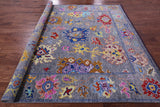 Grey Turkish Oushak Hand Knotted Wool Rug - 8' 3" X 9' 7" - Golden Nile