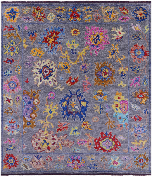 Grey Turkish Oushak Hand Knotted Wool Rug - 8' 3" X 9' 7" - Golden Nile