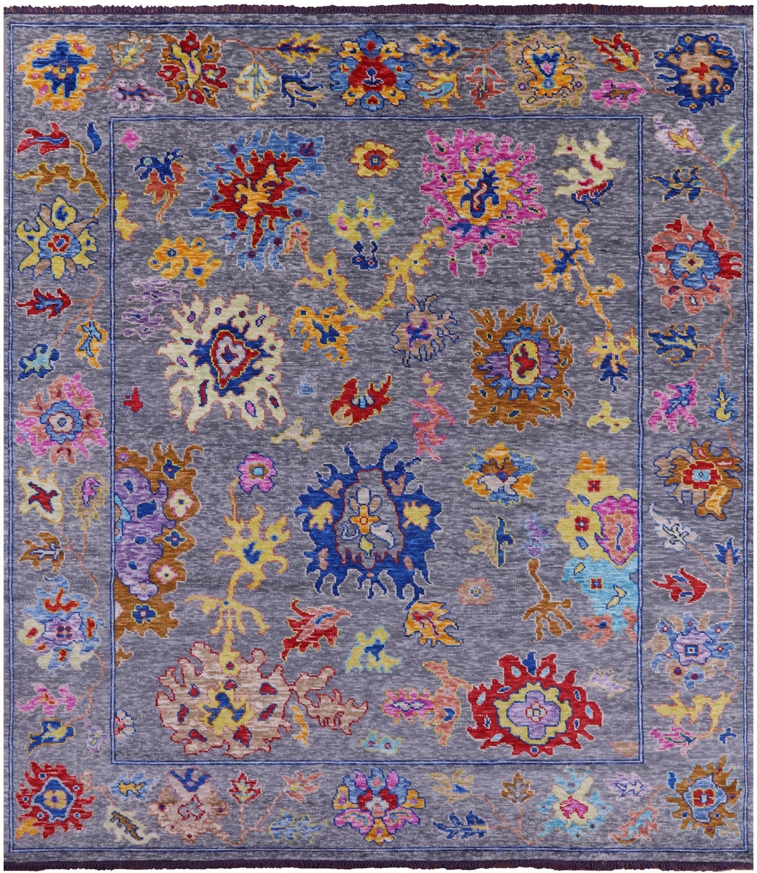 Grey Turkish Oushak Hand Knotted Wool Rug - 8' 3" X 9' 7" - Golden Nile