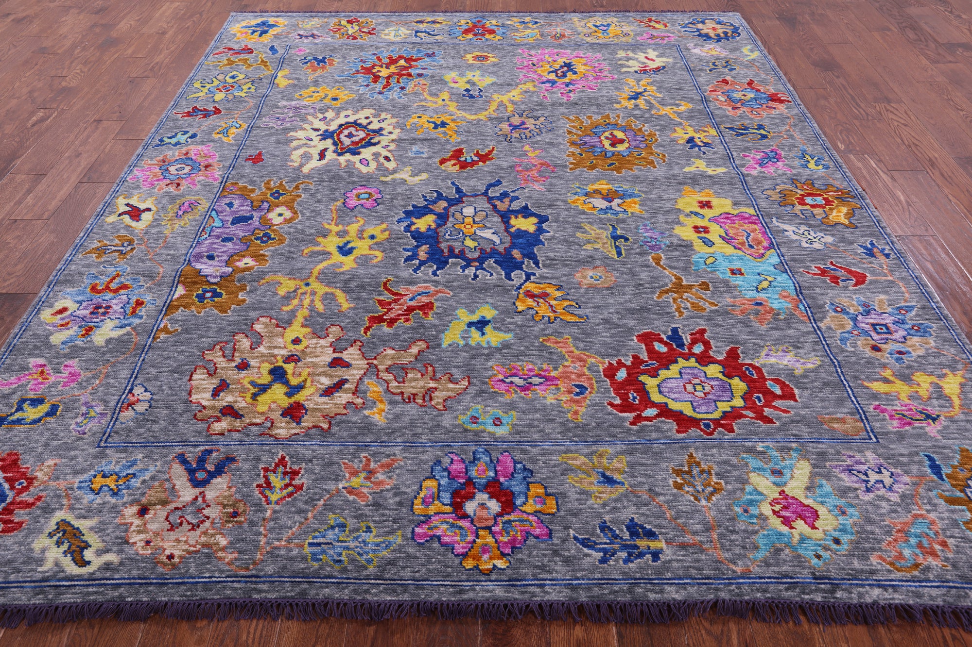 Grey Turkish Oushak Hand Knotted Wool Rug - 8' 3" X 9' 7" - Golden Nile