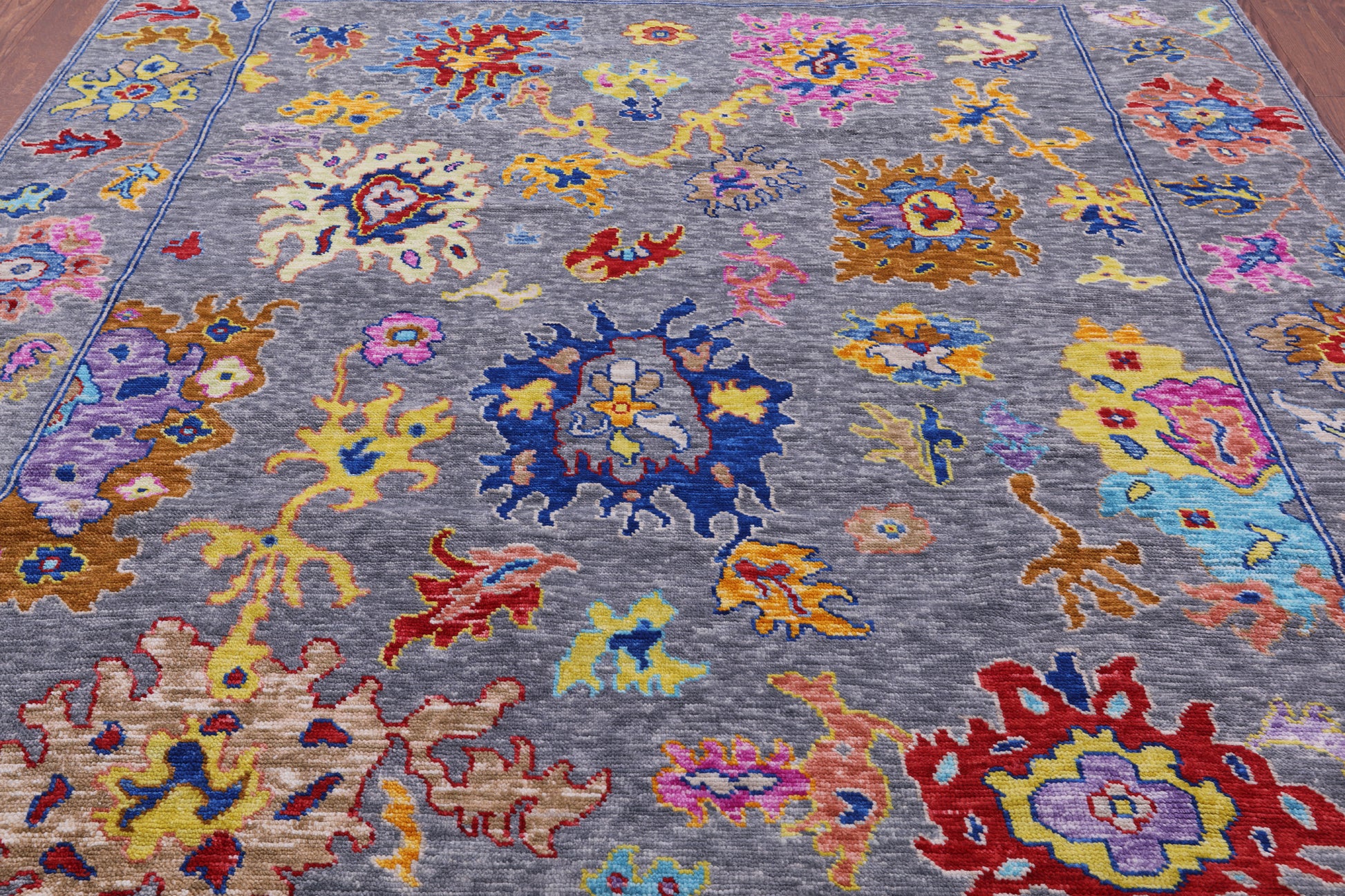 Grey Turkish Oushak Hand Knotted Wool Rug - 8' 3" X 9' 7" - Golden Nile