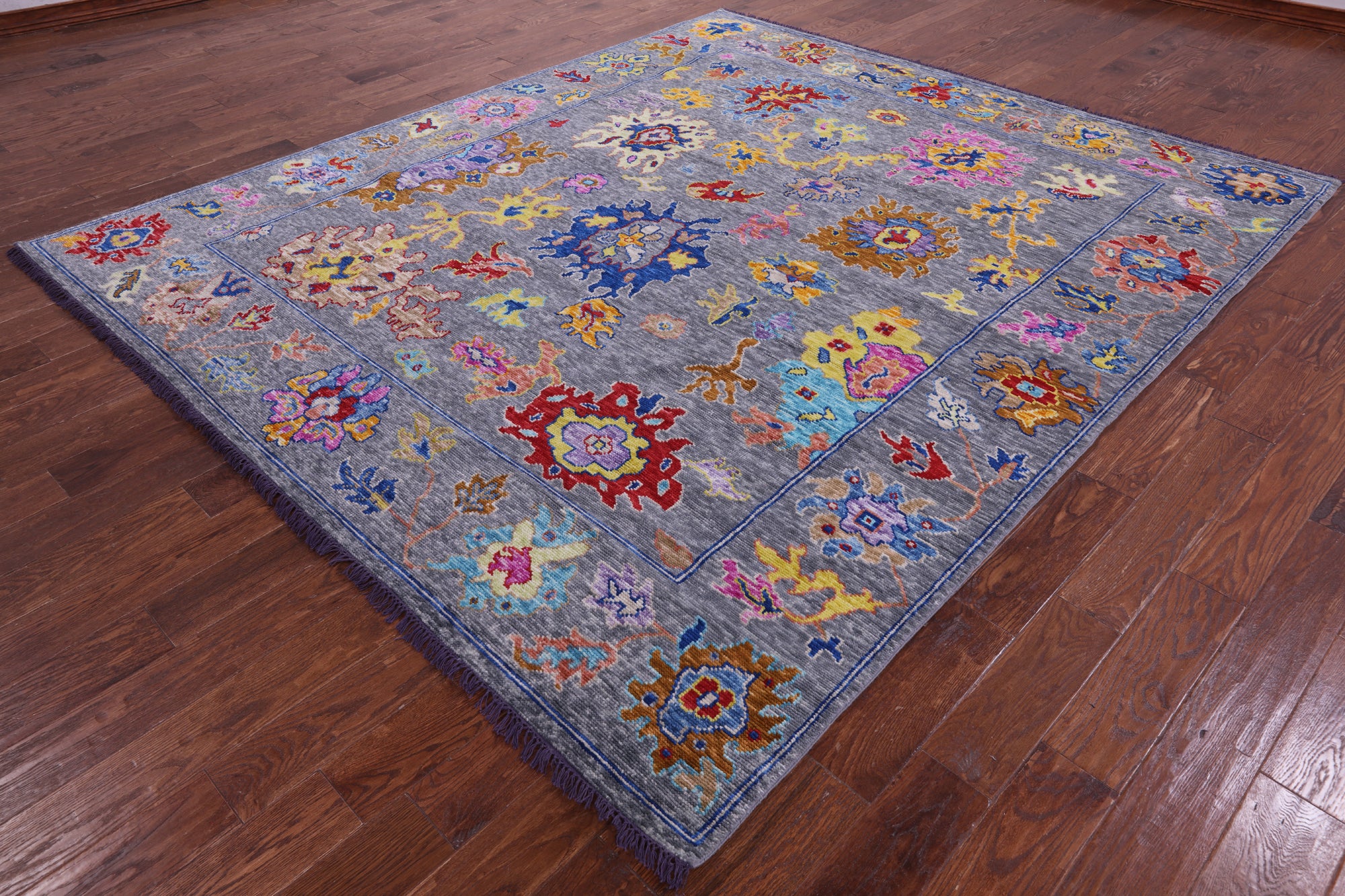 Grey Turkish Oushak Hand Knotted Wool Rug - 8' 3" X 9' 7" - Golden Nile