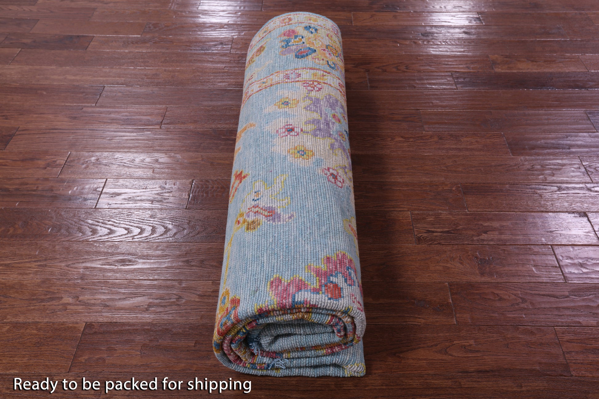 Blue Turkish Oushak Hand Knotted Wool Rug - 8' 1" X 9' 10" - Golden Nile