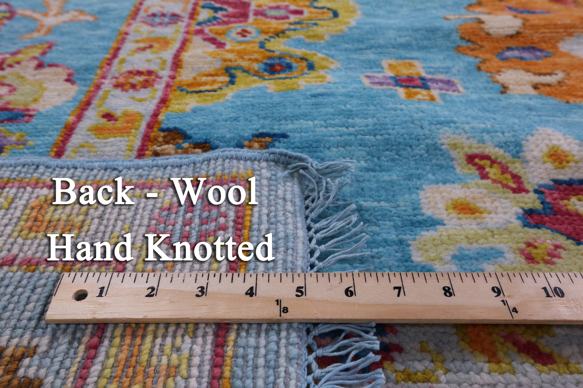 Blue Turkish Oushak Hand Knotted Wool Rug - 8' 1" X 9' 10" - Golden Nile