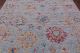 Light Blue Turkish Oushak Hand Knotted Wool Rug - 8' 1" X 9' 11" - Golden Nile