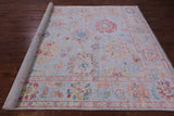 Light Blue Turkish Oushak Hand Knotted Wool Rug - 8' 1" X 9' 11" - Golden Nile